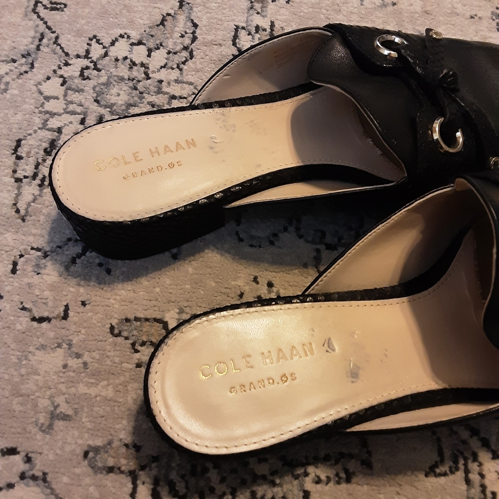 Cole Haan Black Leather Mules - Picture 3 of 5